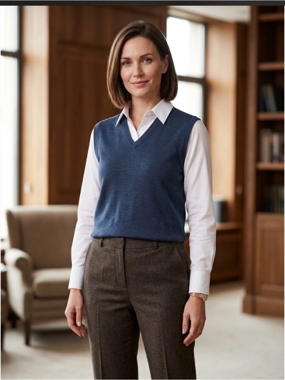 Classic vintage V-Neck wool blend sweater vest